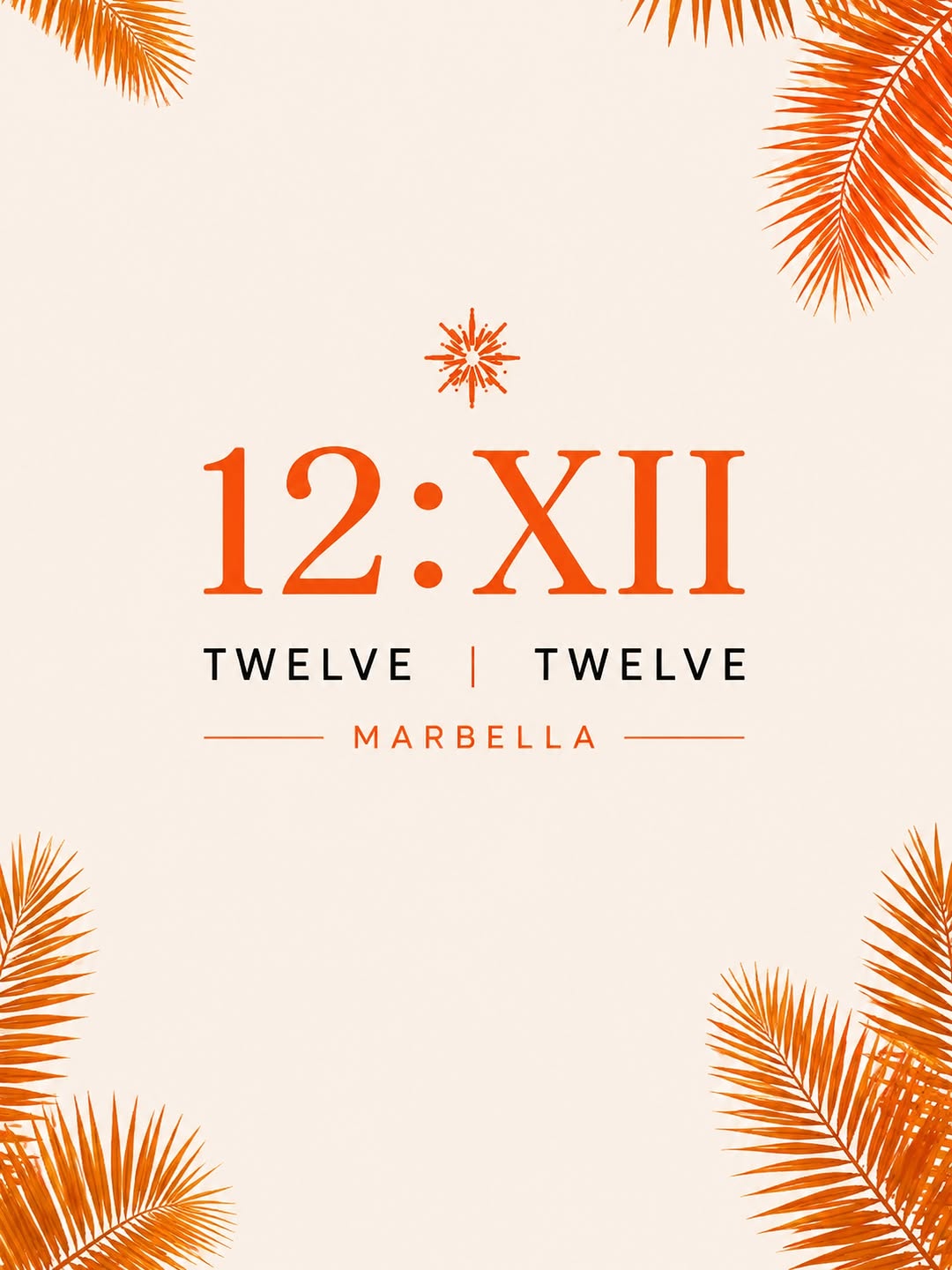 12:XII festival visual - golden sunset with palm trees and golden arc light trail